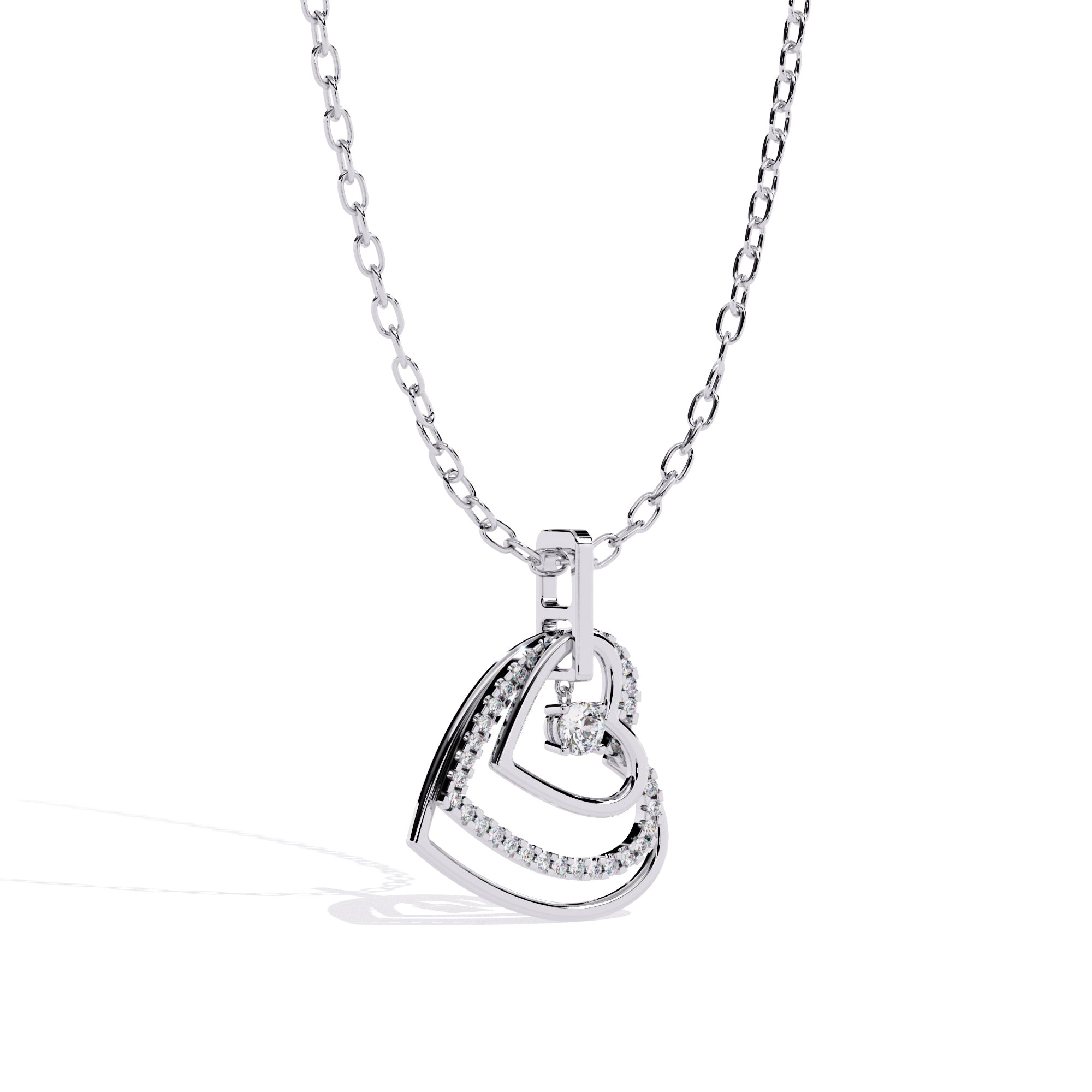 Luxes Double Heart Diamond Pendant