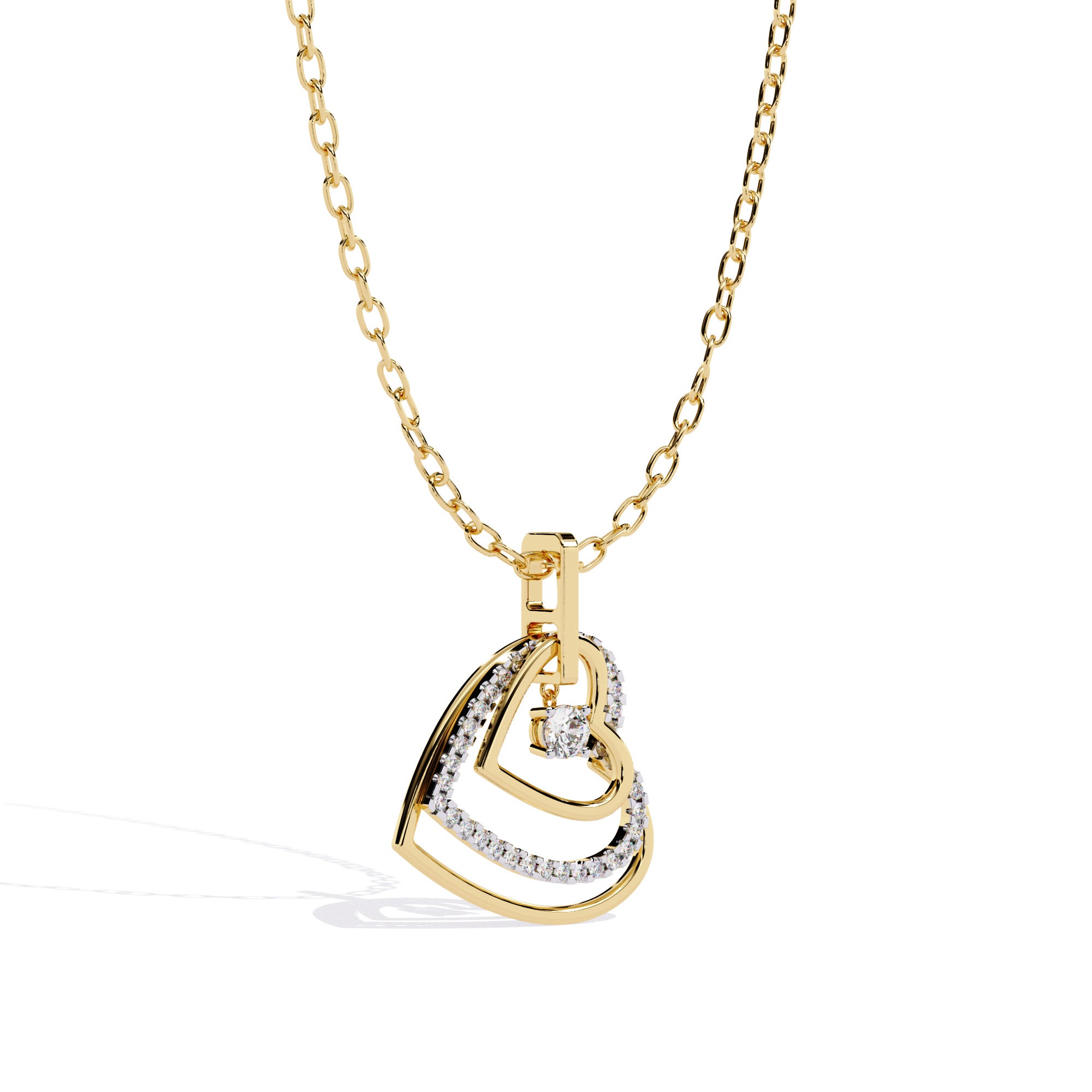 Luxes Double Heart Diamond Pendant
