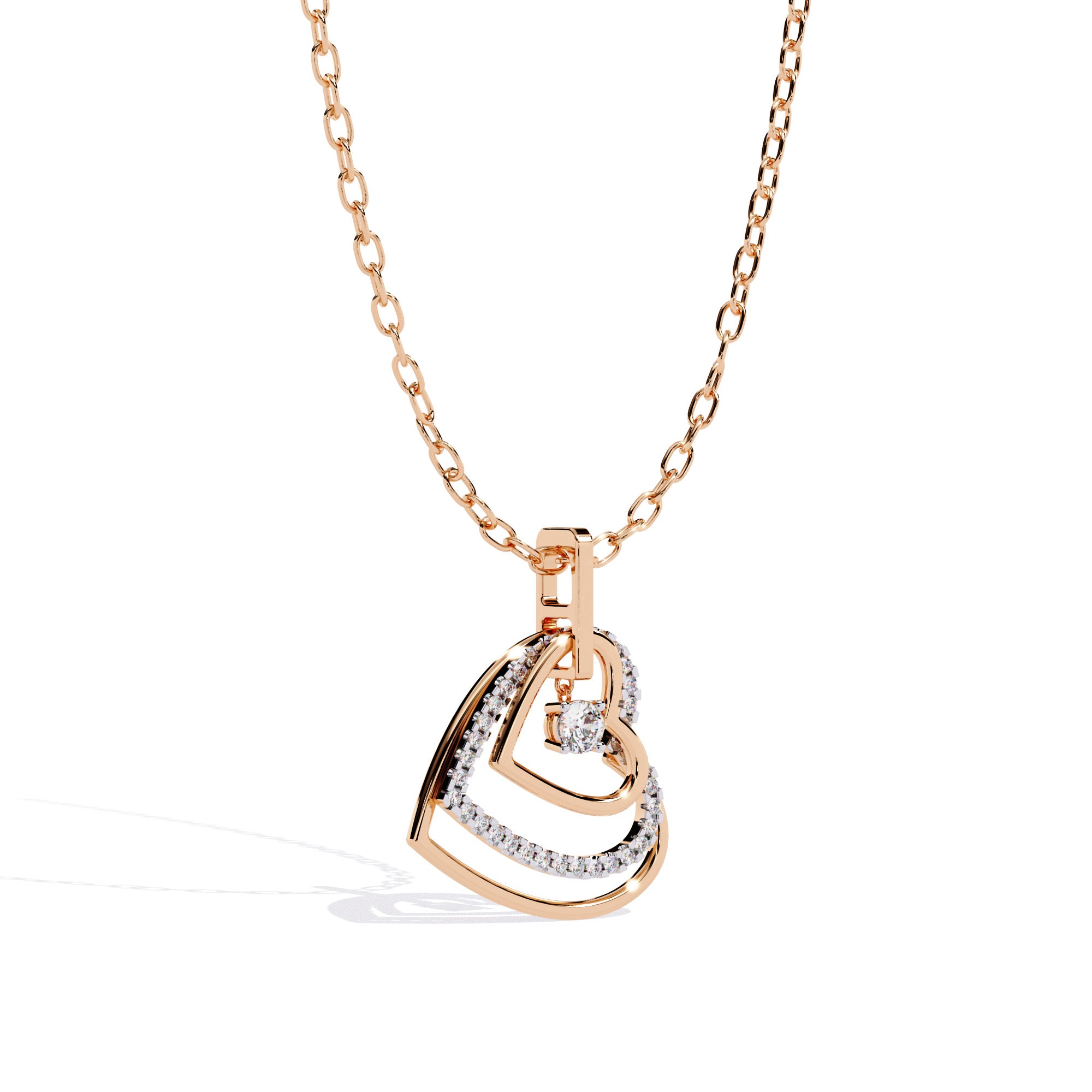 Luxes Double Heart Diamond Pendant