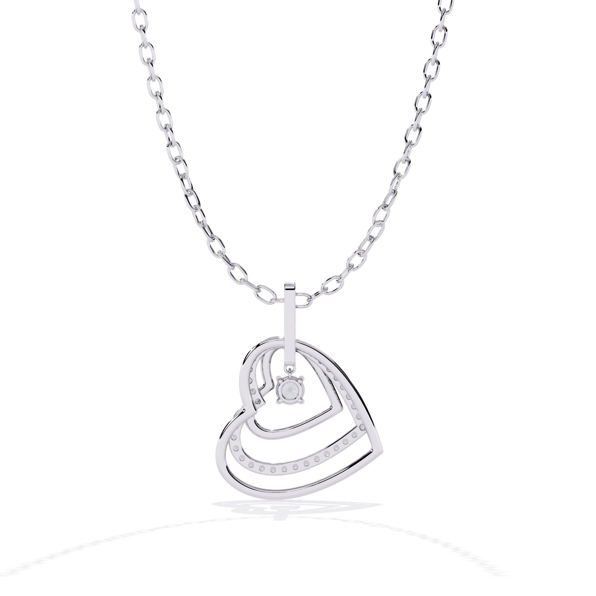 Luxes Double Heart Diamond Pendant