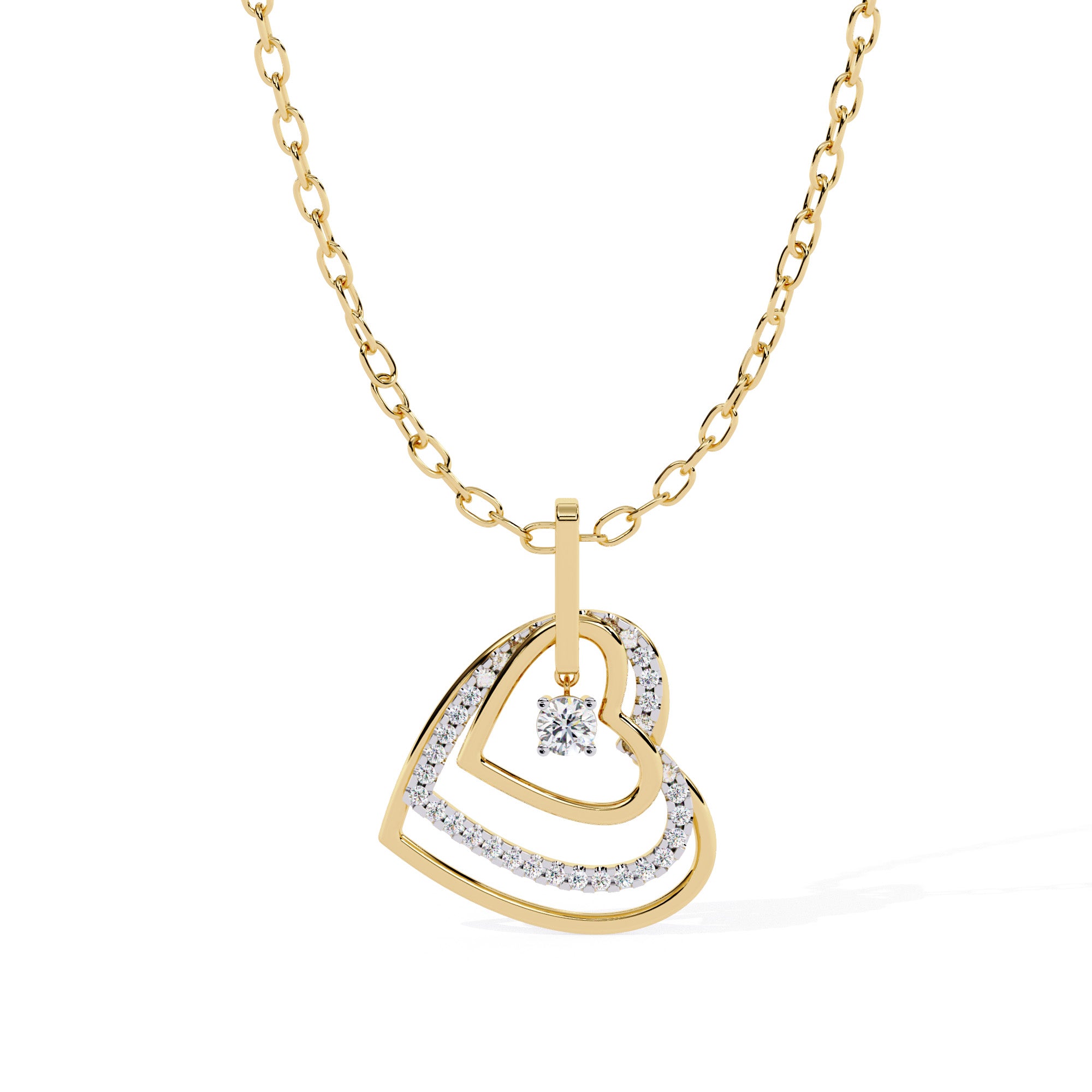 Luxes Double Heart Diamond Pendant