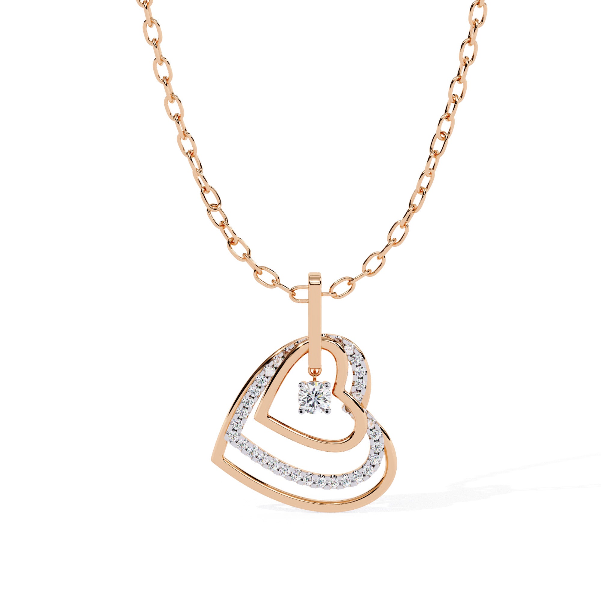 Luxes Double Heart Diamond Pendant