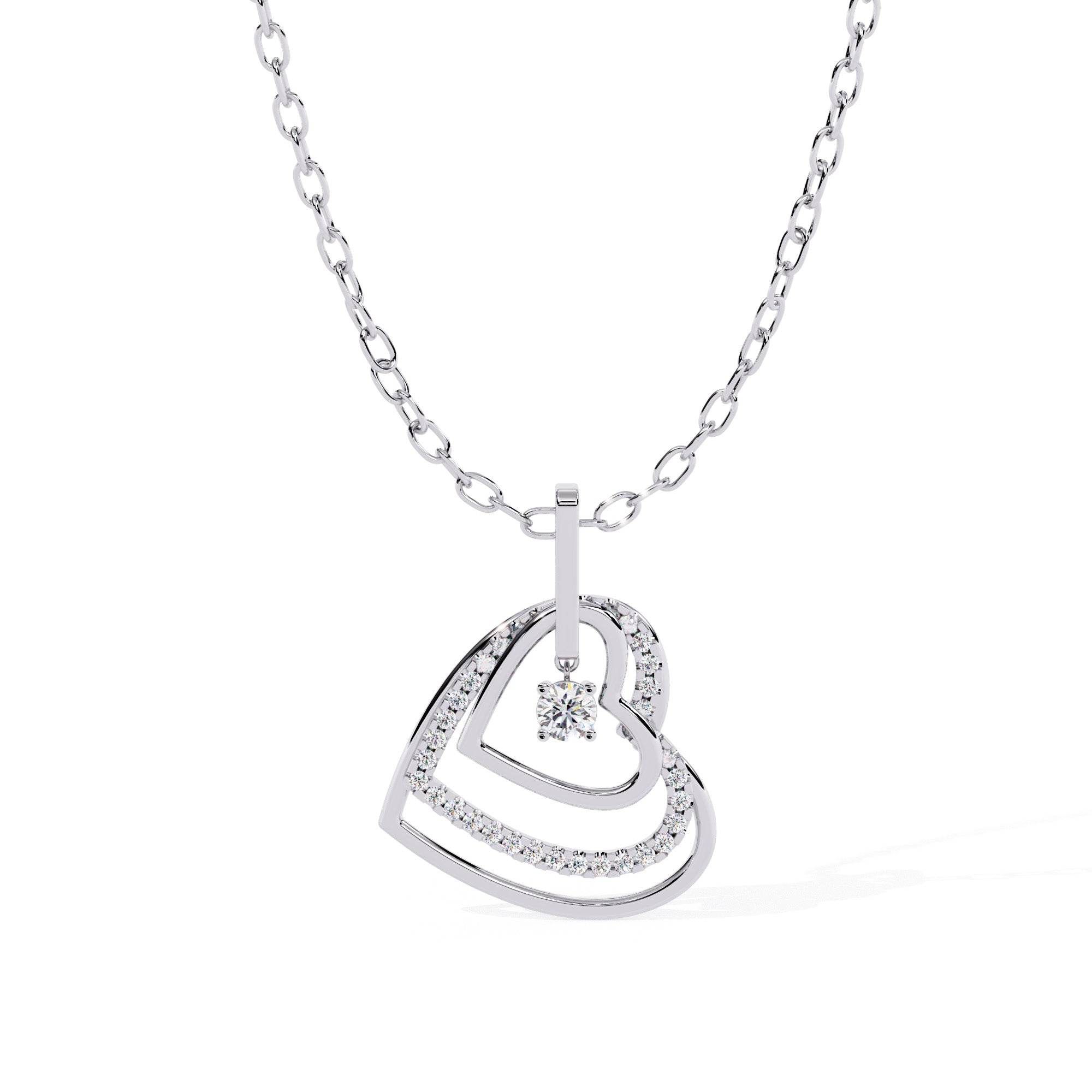 Luxes Double Heart Diamond Pendant