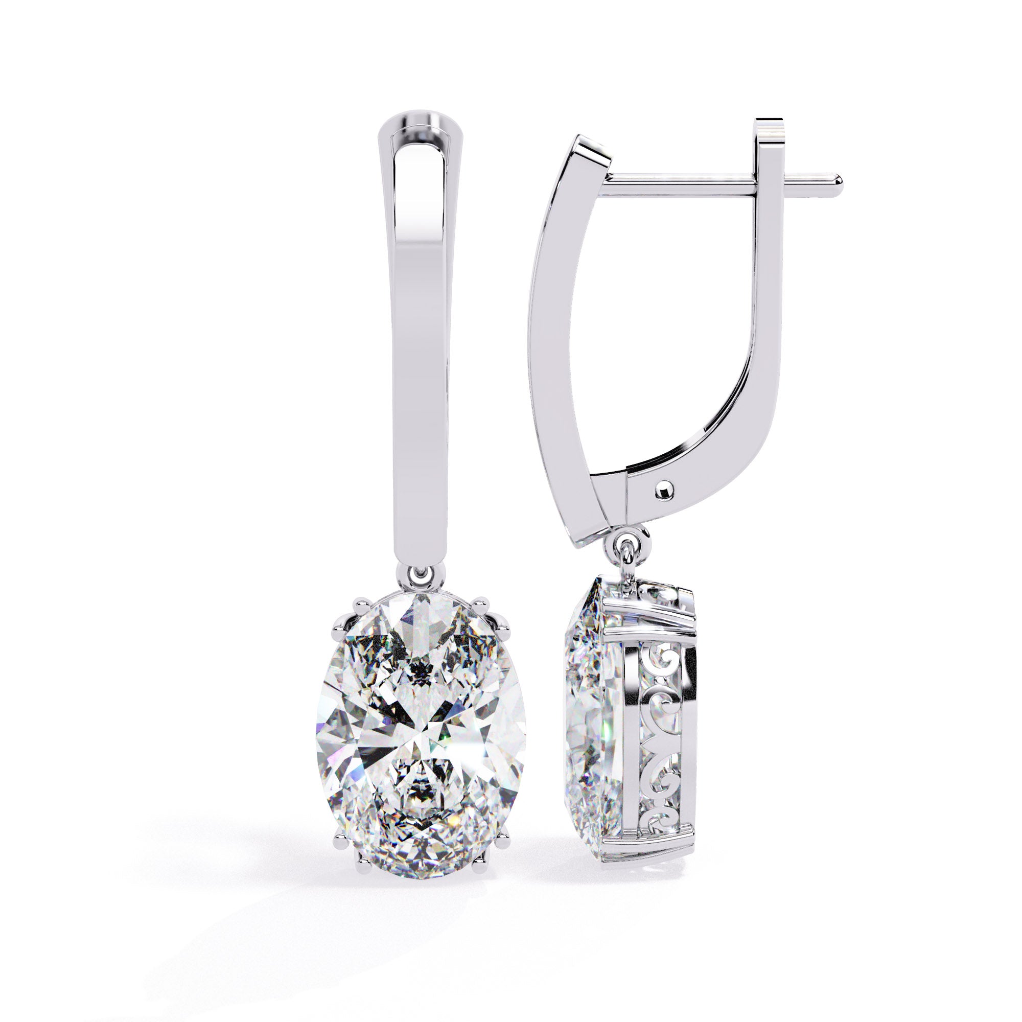 Regal Aura Oval Lab-Grown Diamond Drop Earrings