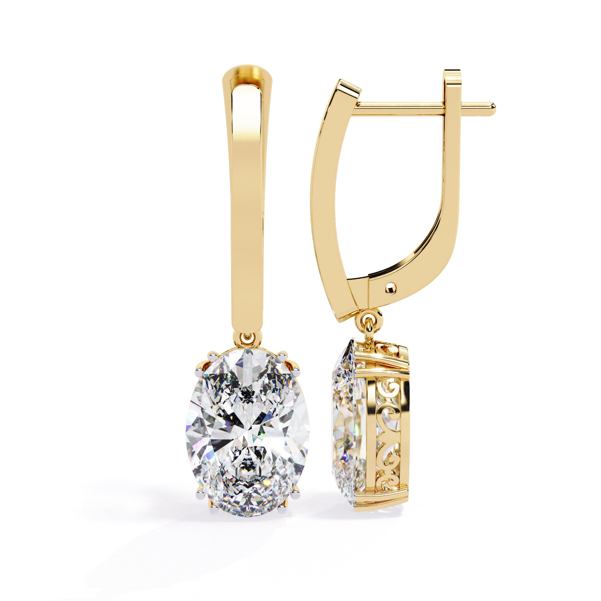 Regal Aura Oval Lab-Grown Diamond Drop Earrings