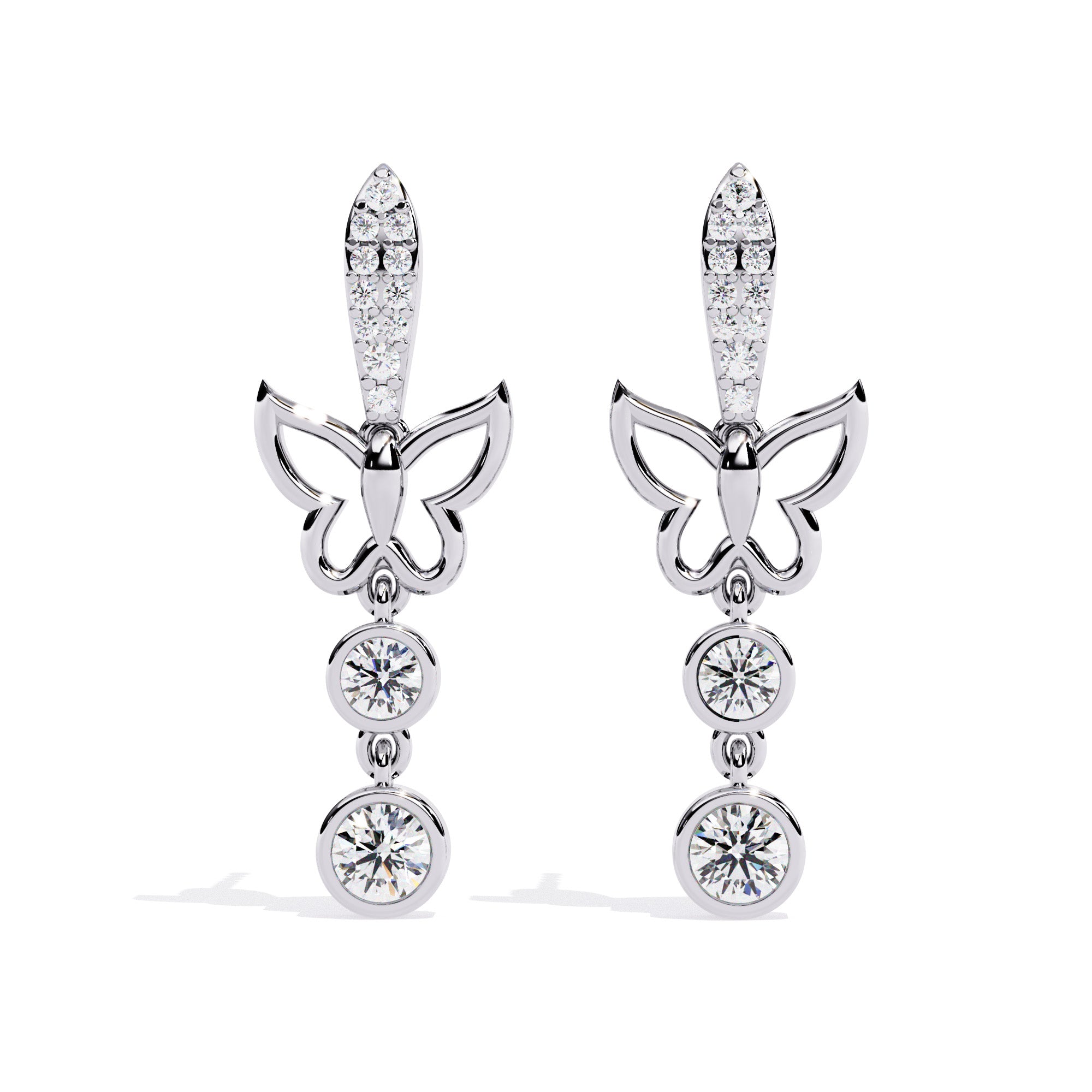 Butterfly Flutter Diamond Drop Earrings