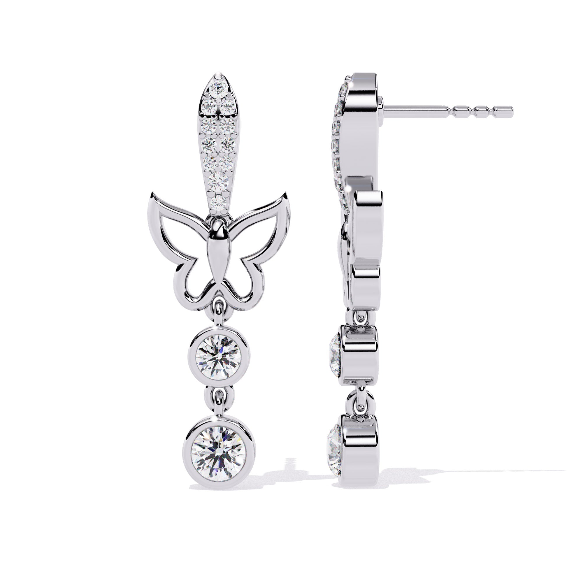 Butterfly Flutter Diamond Drop Earrings