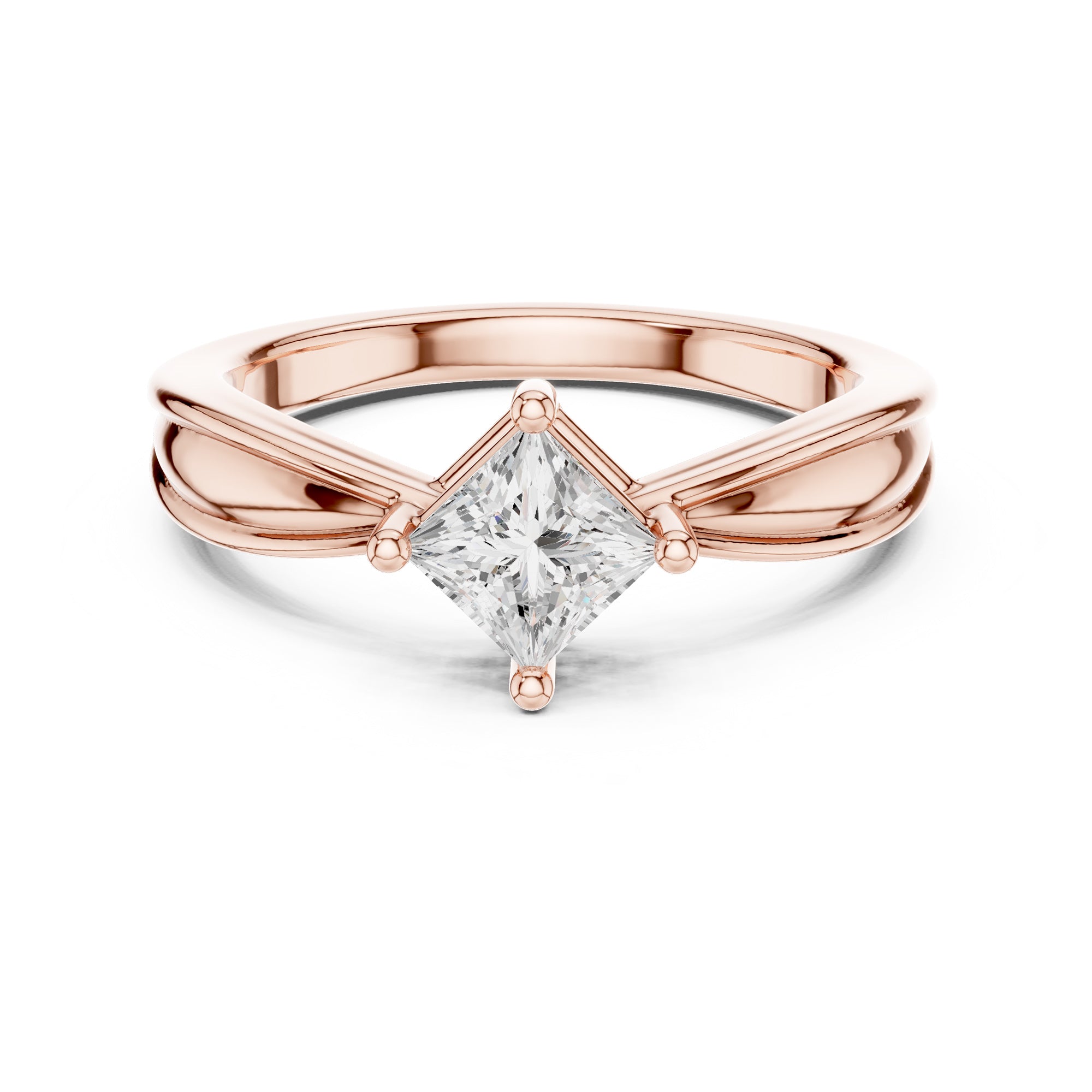 Kiara Curve Princess Diamond Ring