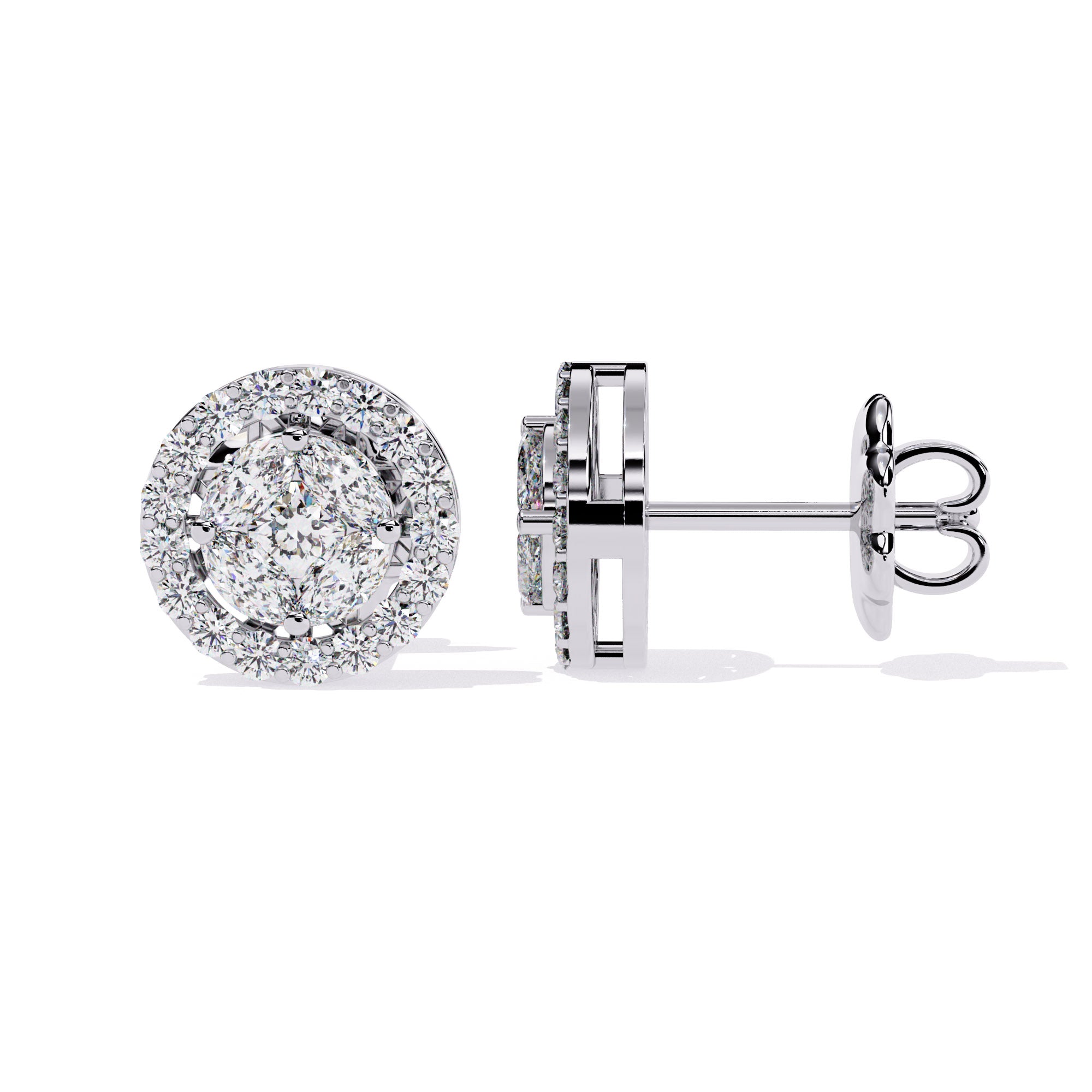 Neeva Halo Marquise Diamond Stud Earrings