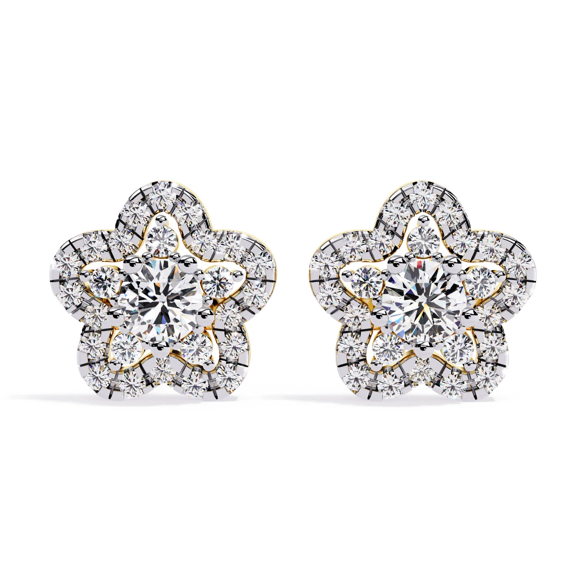 Floral Diamond Stud Earrings