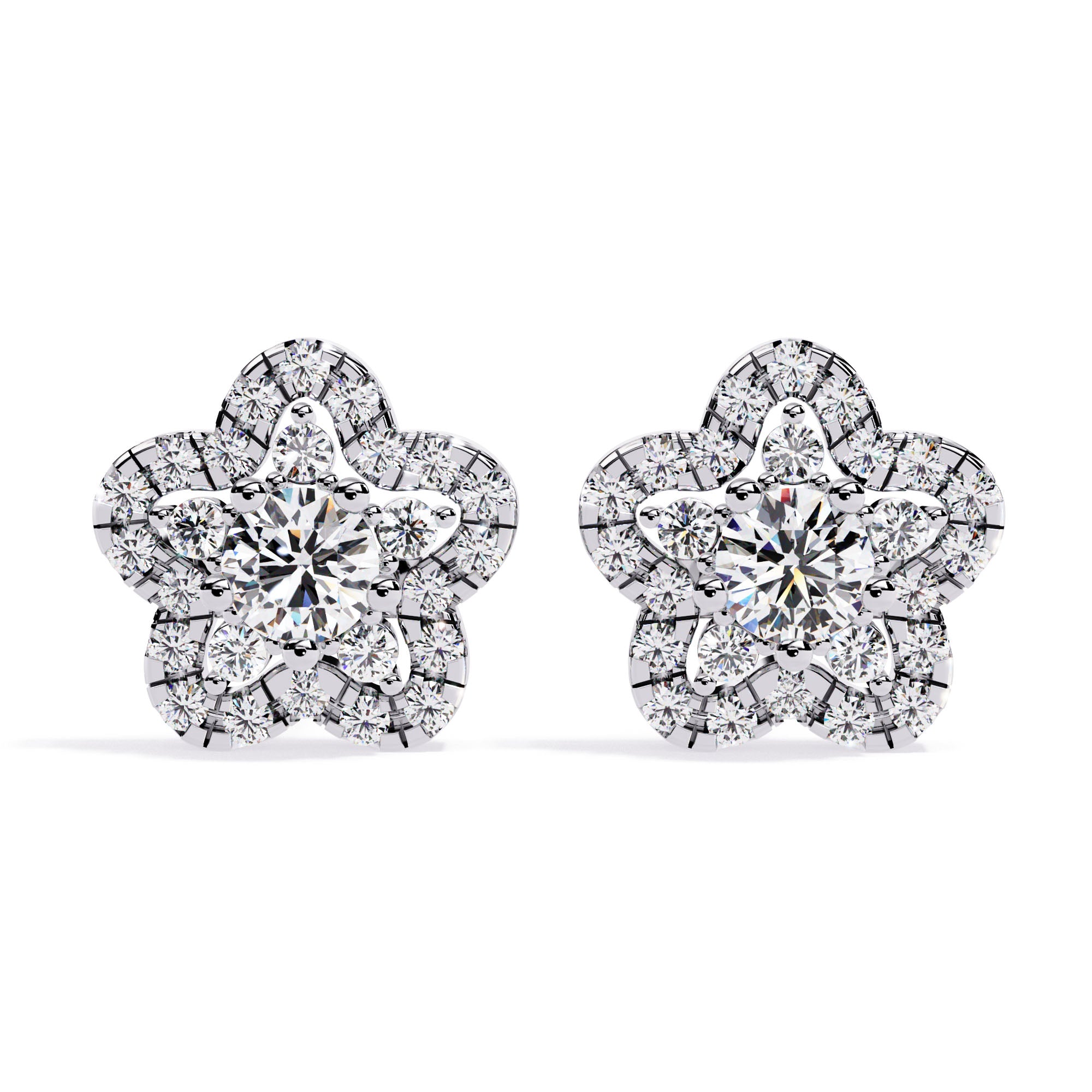 Floral Diamond Stud Earrings