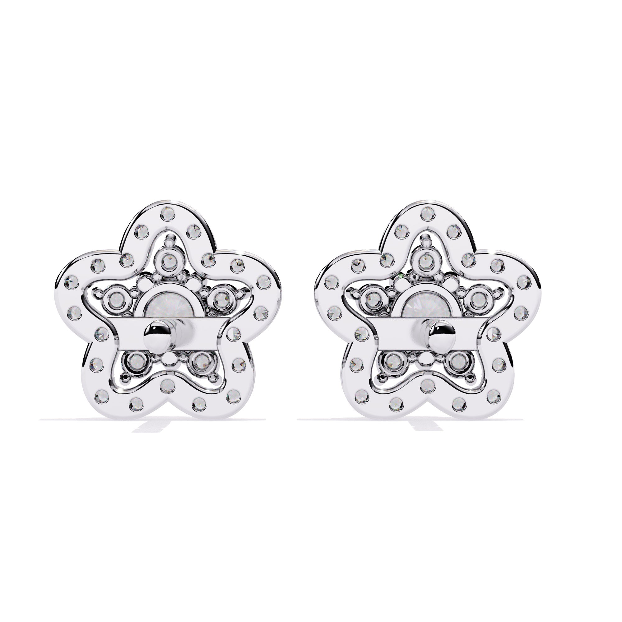 Floral Diamond Stud Earrings