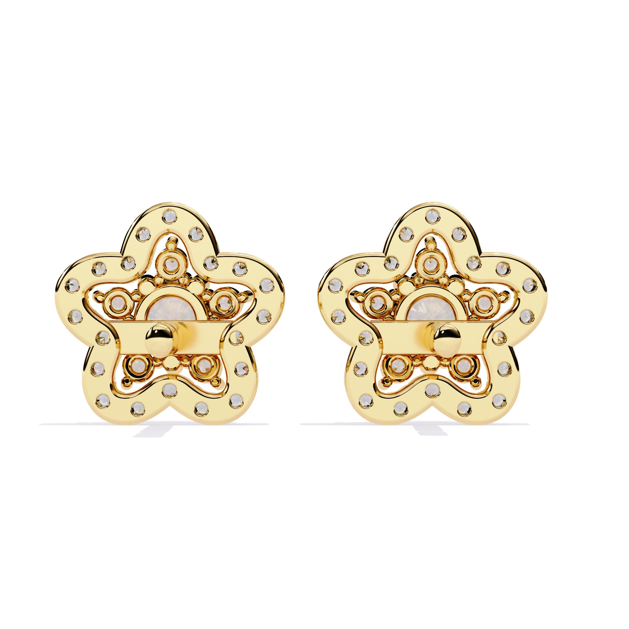 Floral Diamond Stud Earrings