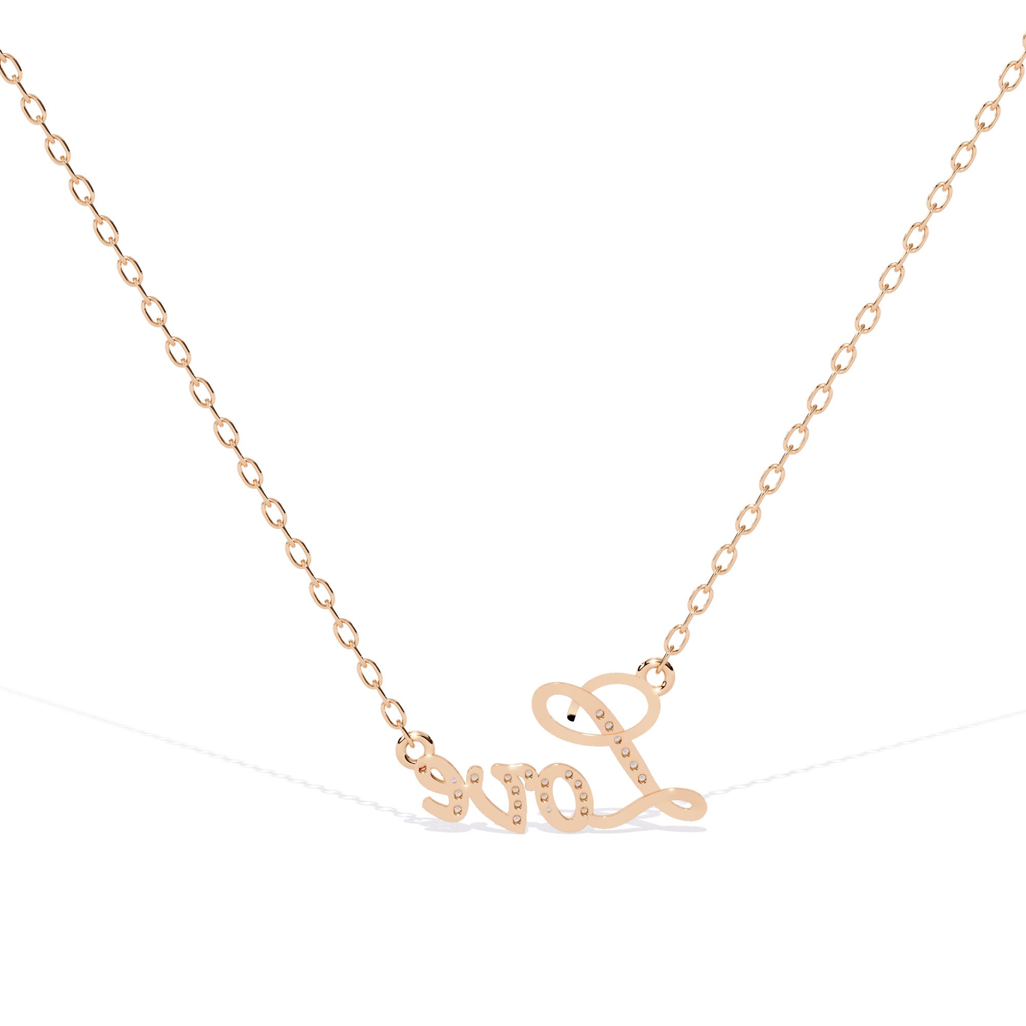 Diamond Love Script Pendant