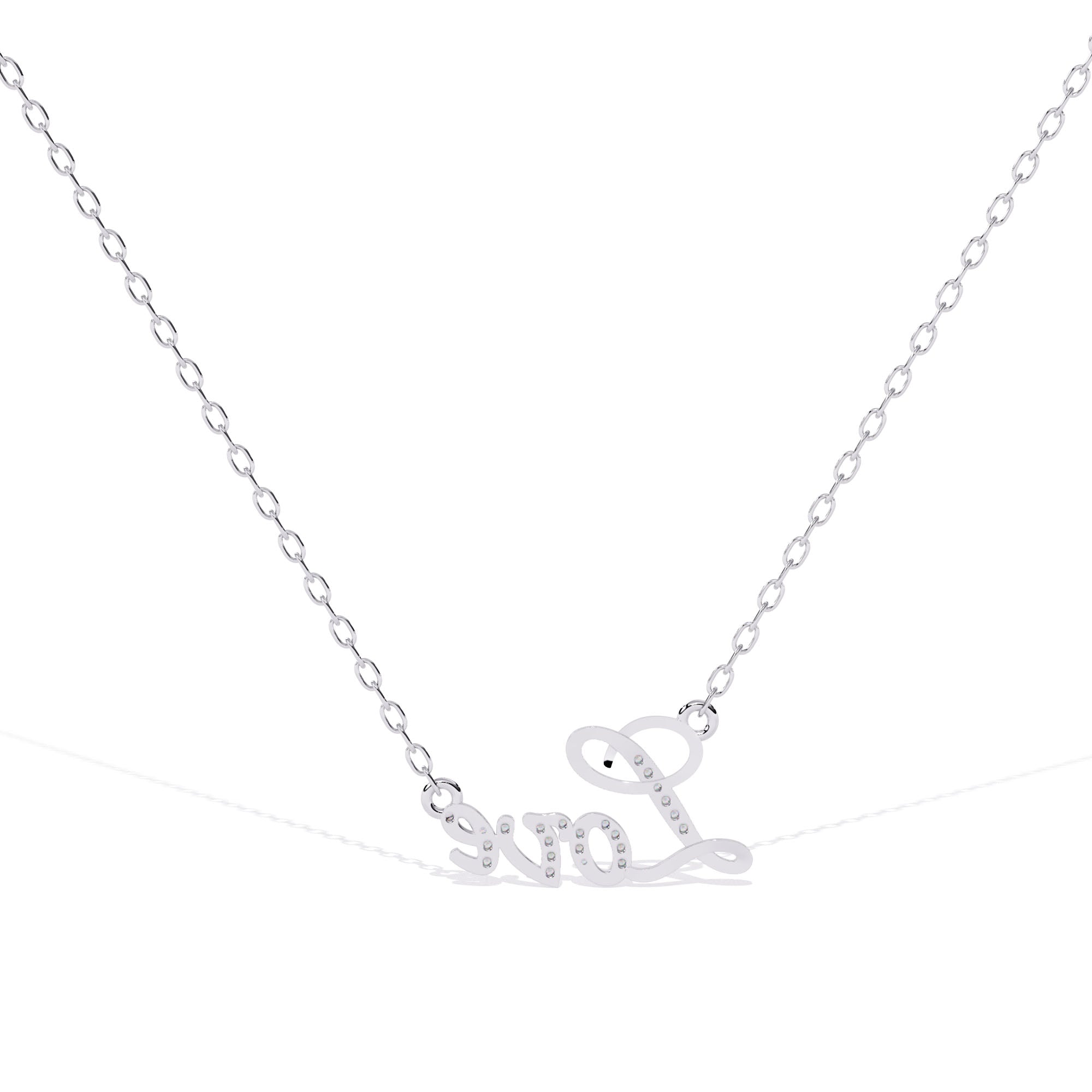Diamond Love Script Pendant