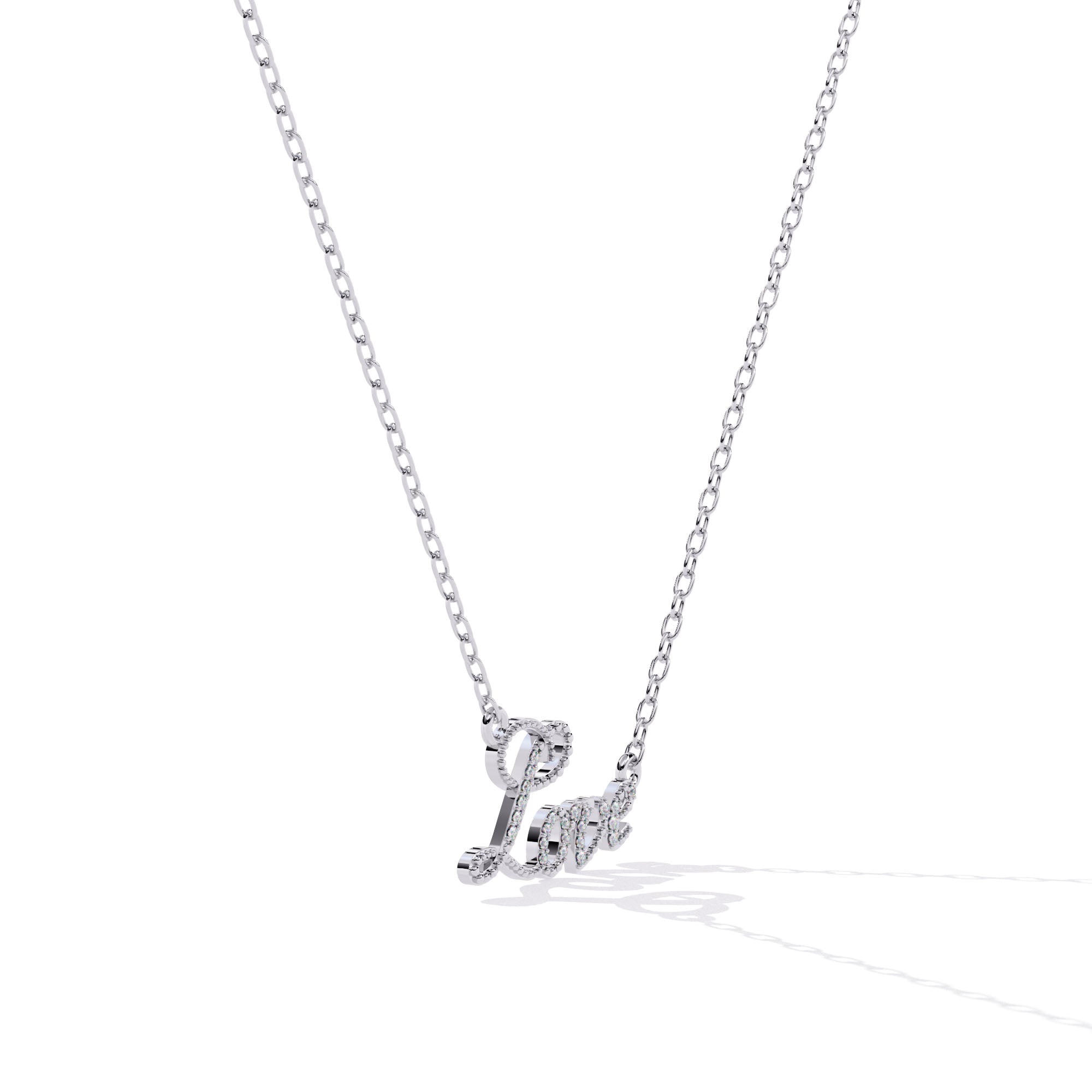 Diamond Love Script Pendant