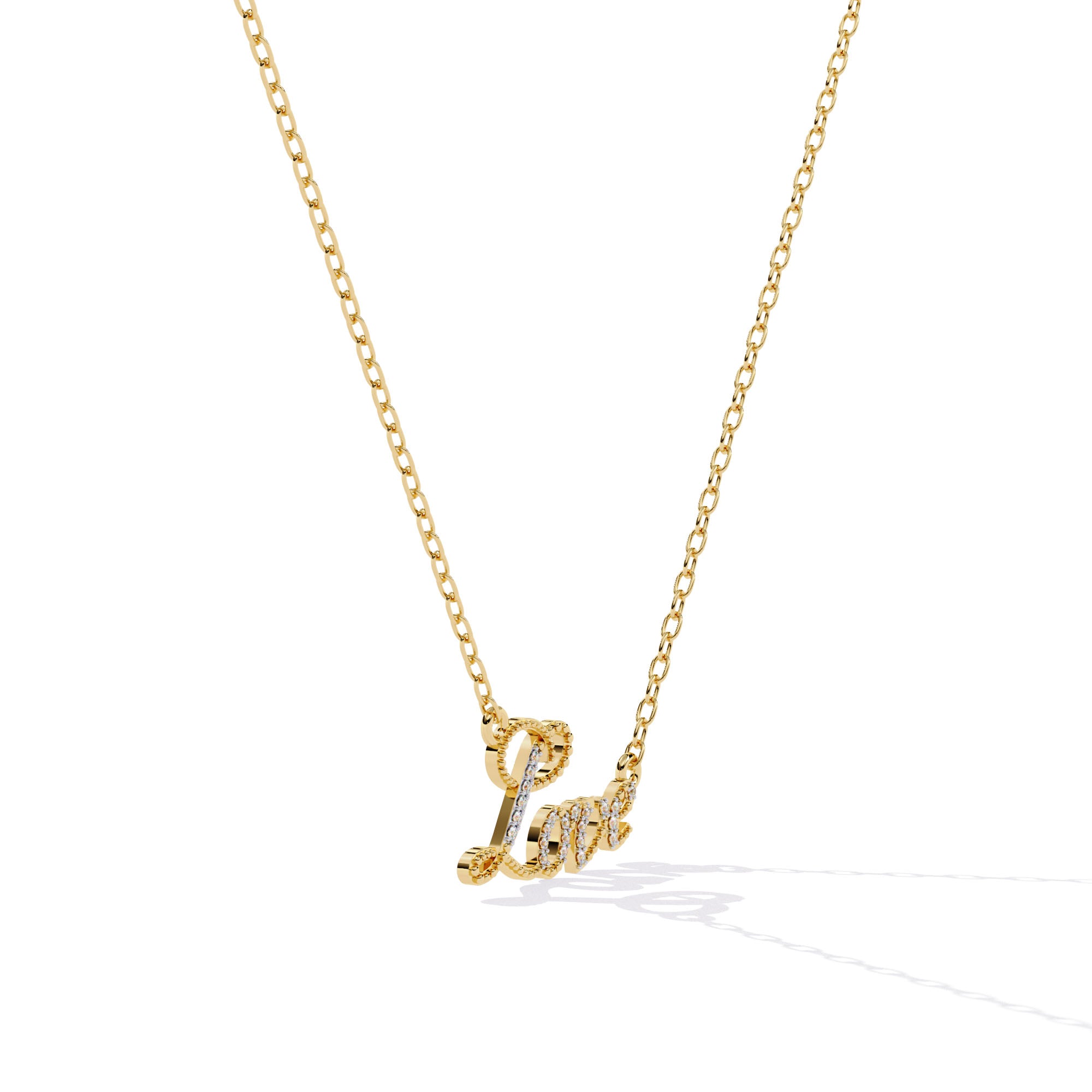 Diamond Love Script Pendant