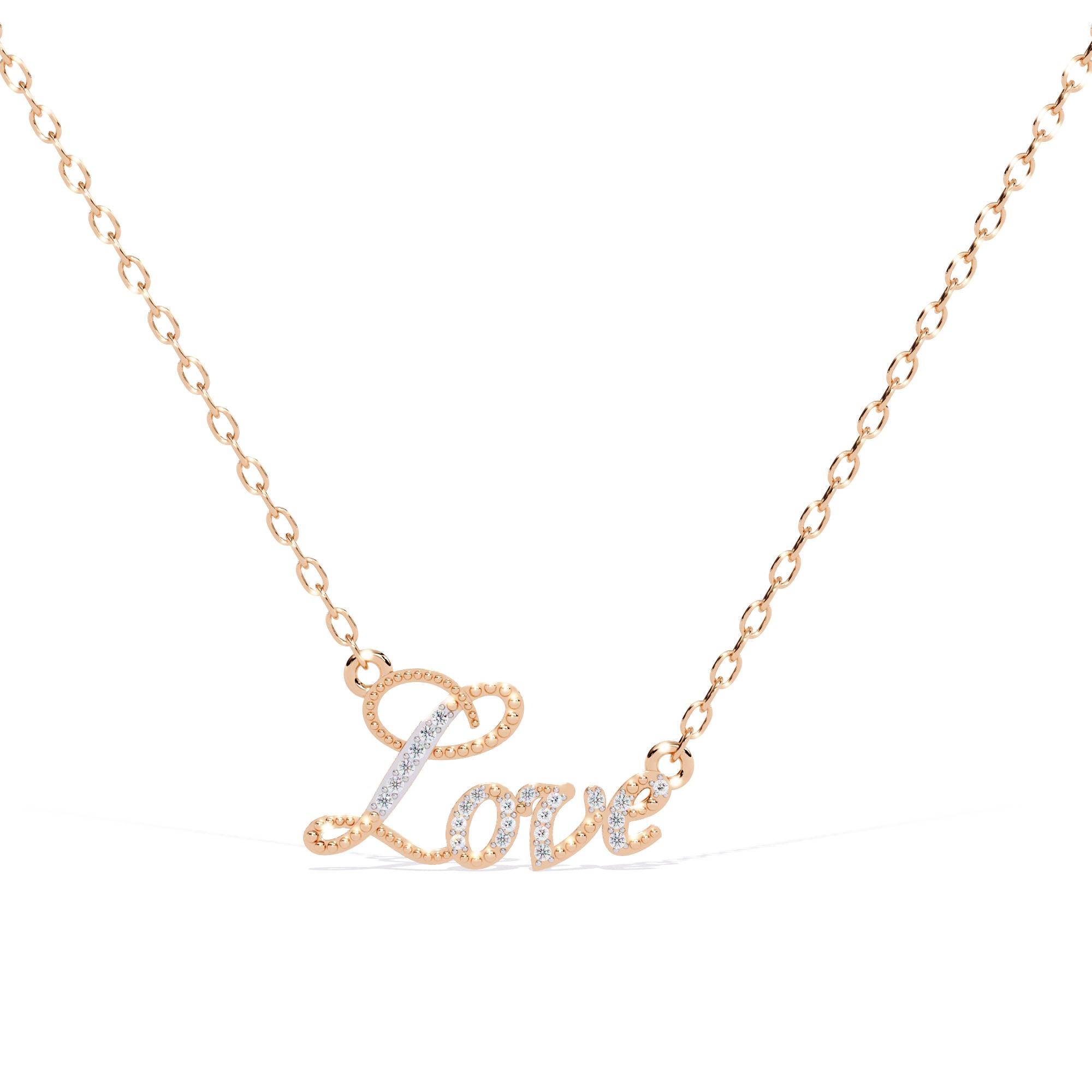 Diamond Love Script Pendant
