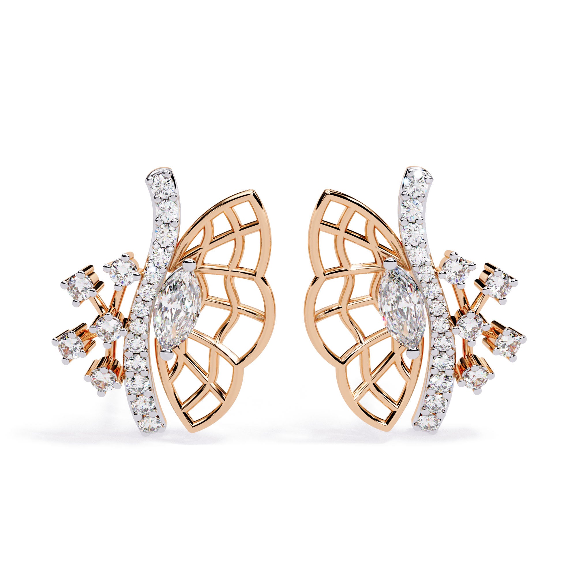 Butterfly Diamond Stud Earrings