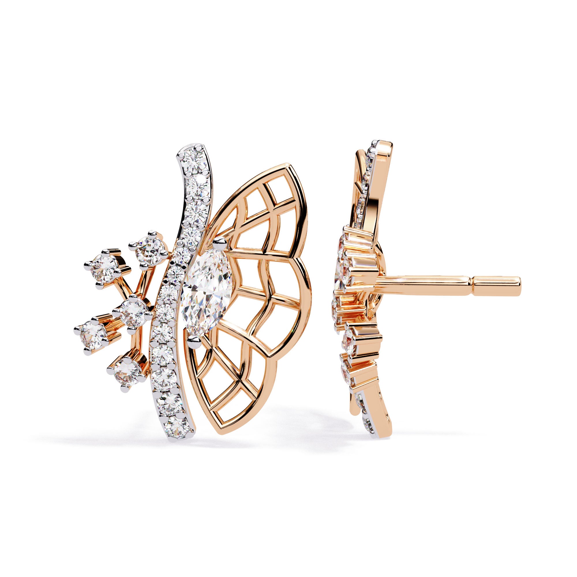 Butterfly Diamond Stud Earrings