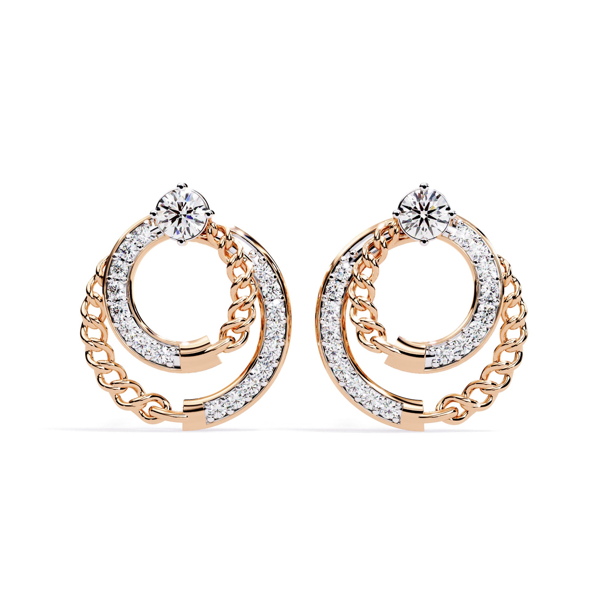 Circle Chain Diamond Studs