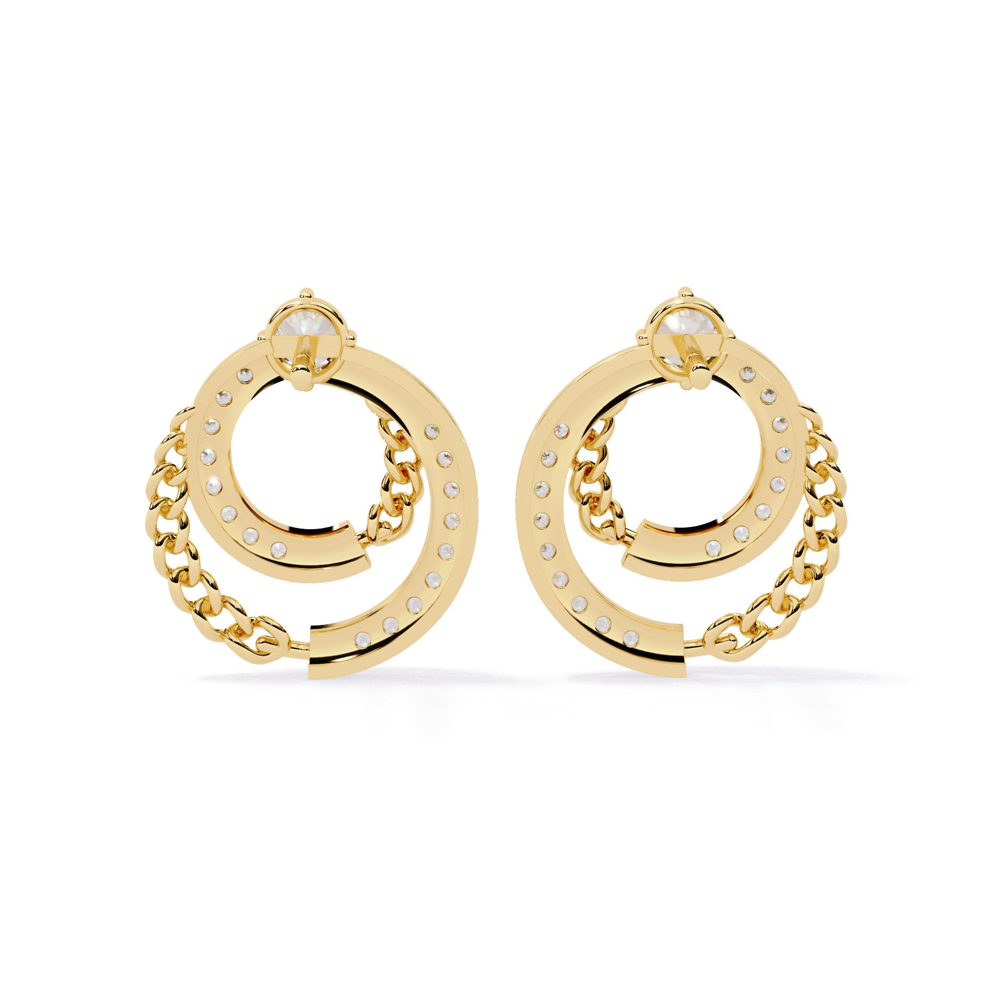 Circle Chain Diamond Studs