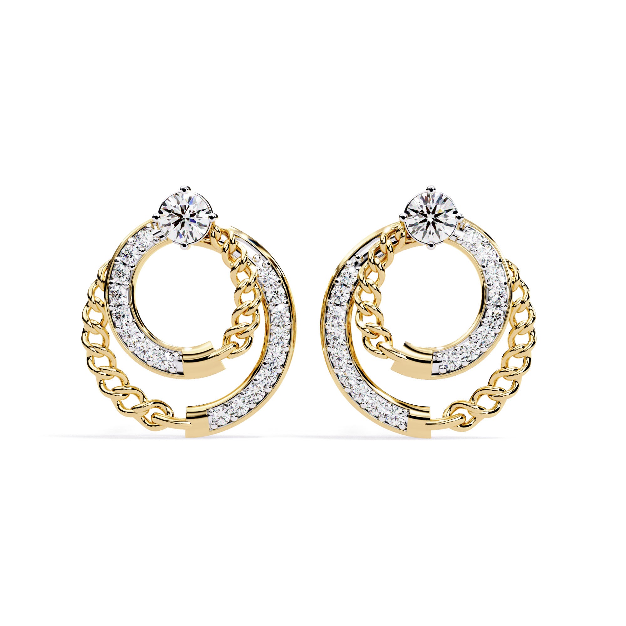 Circle Chain Diamond Studs