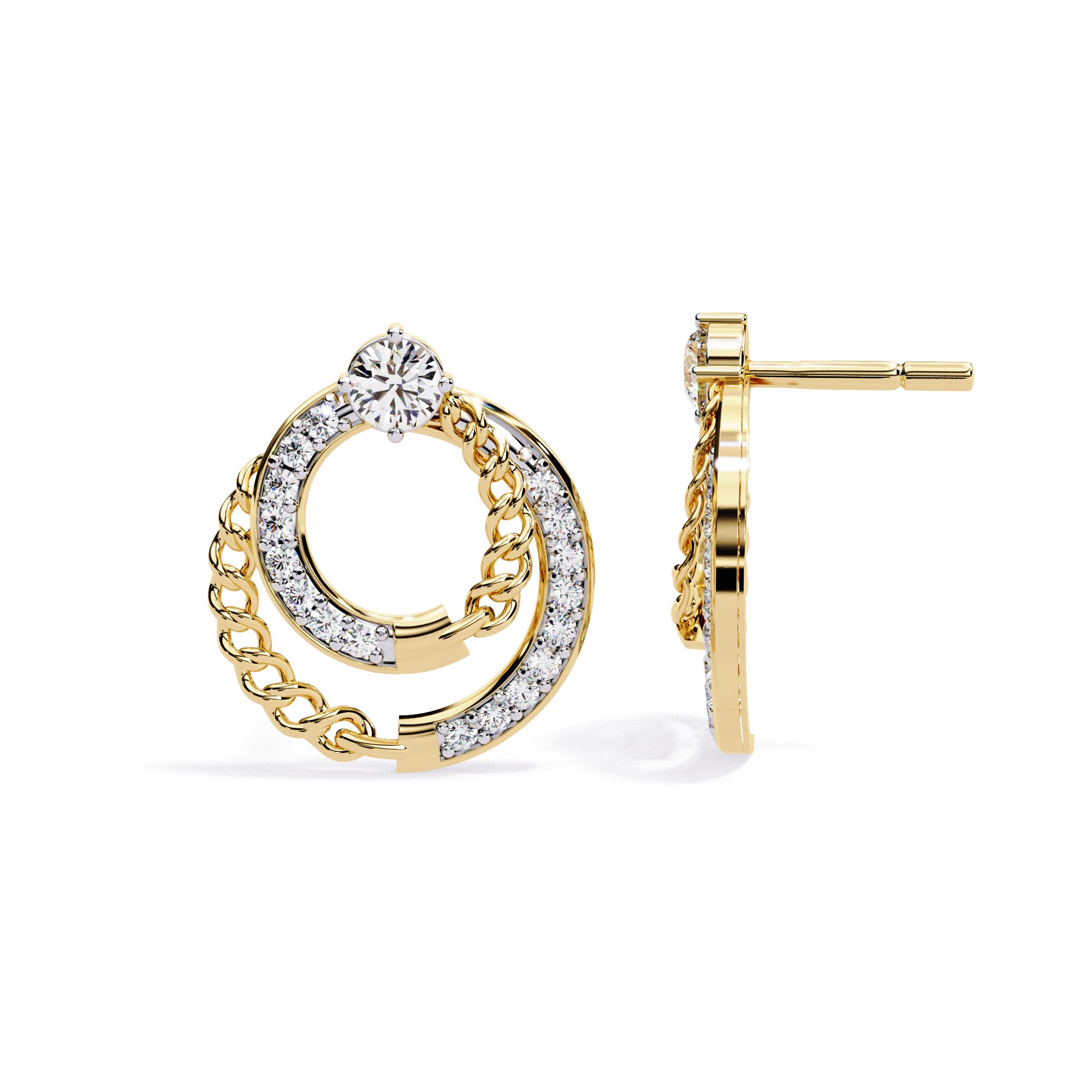 Circle Chain Diamond Studs