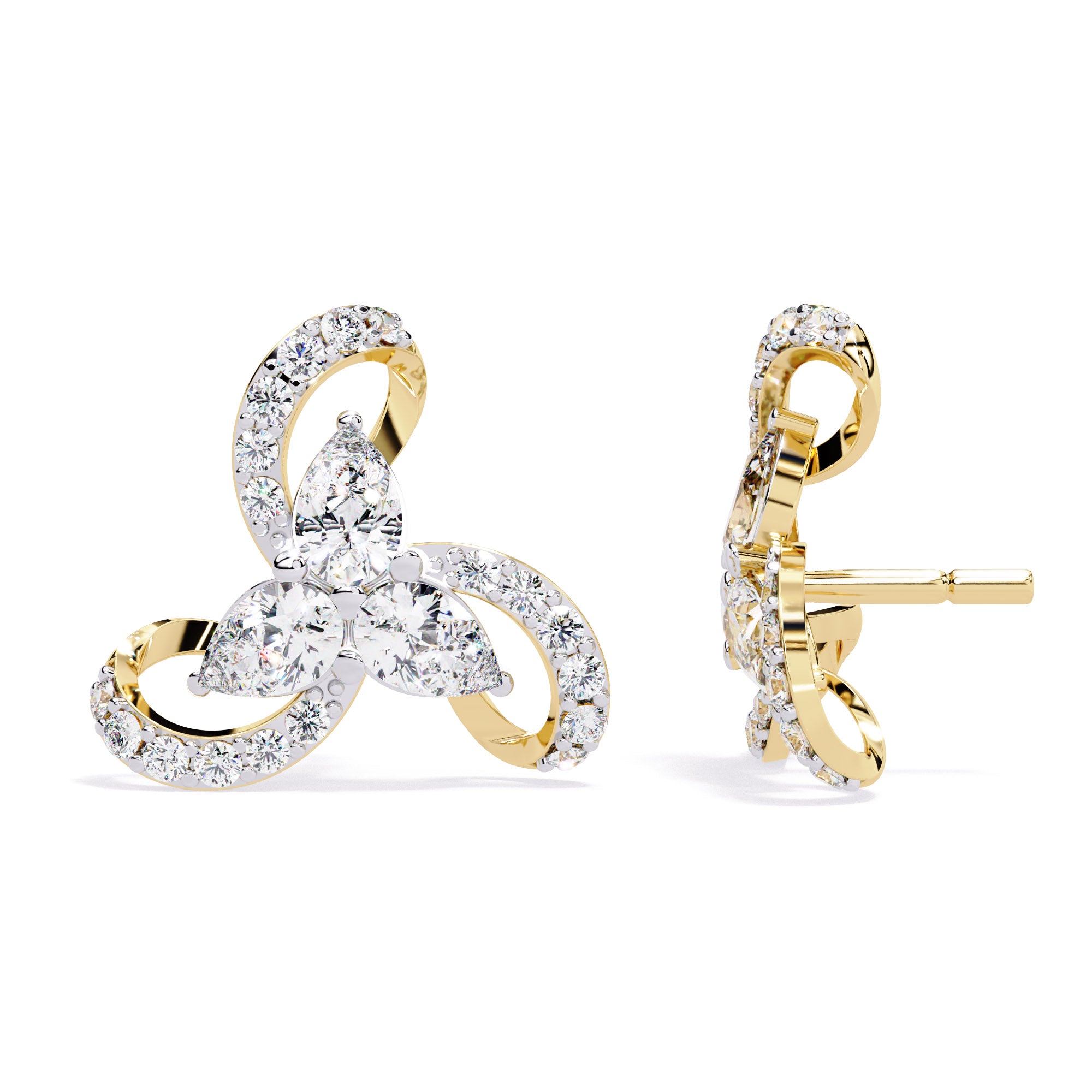 Trinity Pear Diamond Studs