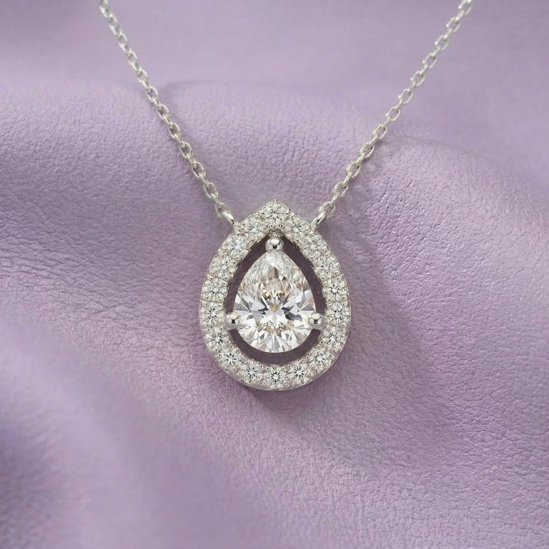 Celena Teardrop Halo Pendant Main image