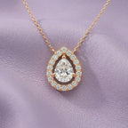 Celena Teardrop Halo Pendant