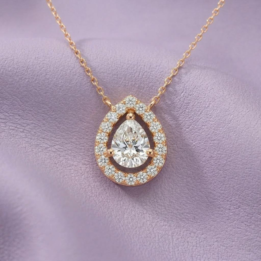 Celena Teardrop Halo Pendant