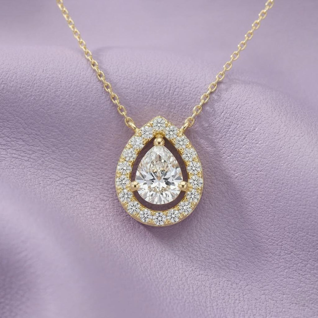 Celena Teardrop Halo Pendant