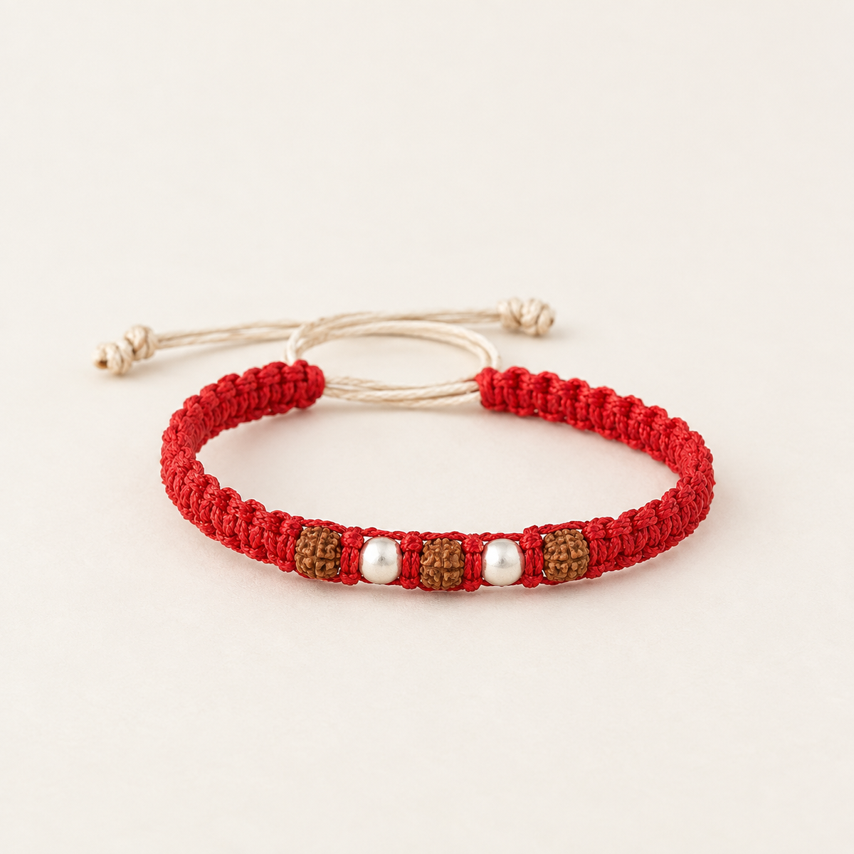 Divine Silver Beads & Rudraksha Red Thread Bracelet Main image