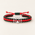Radiant Silver Lotus & Diamond-Accented Thread Bracelet