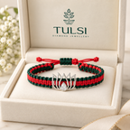 Radiant Silver Lotus & Diamond-Accented Thread Bracelet