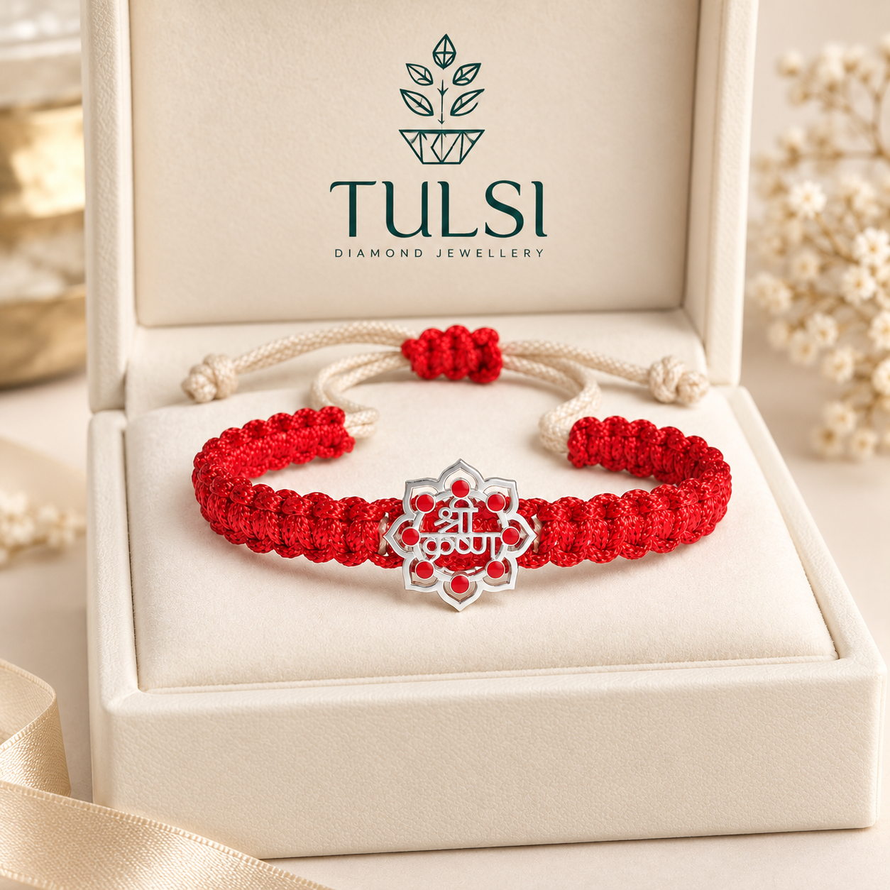 Divine Silver "Shri Krishna" Red Thread Bracelet Secondary image