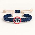 Handcrafted Silver Ganesha & Blue Woven Cord Bracelet