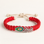 Handcrafted Red & Silver Peacock Feather Bracelet