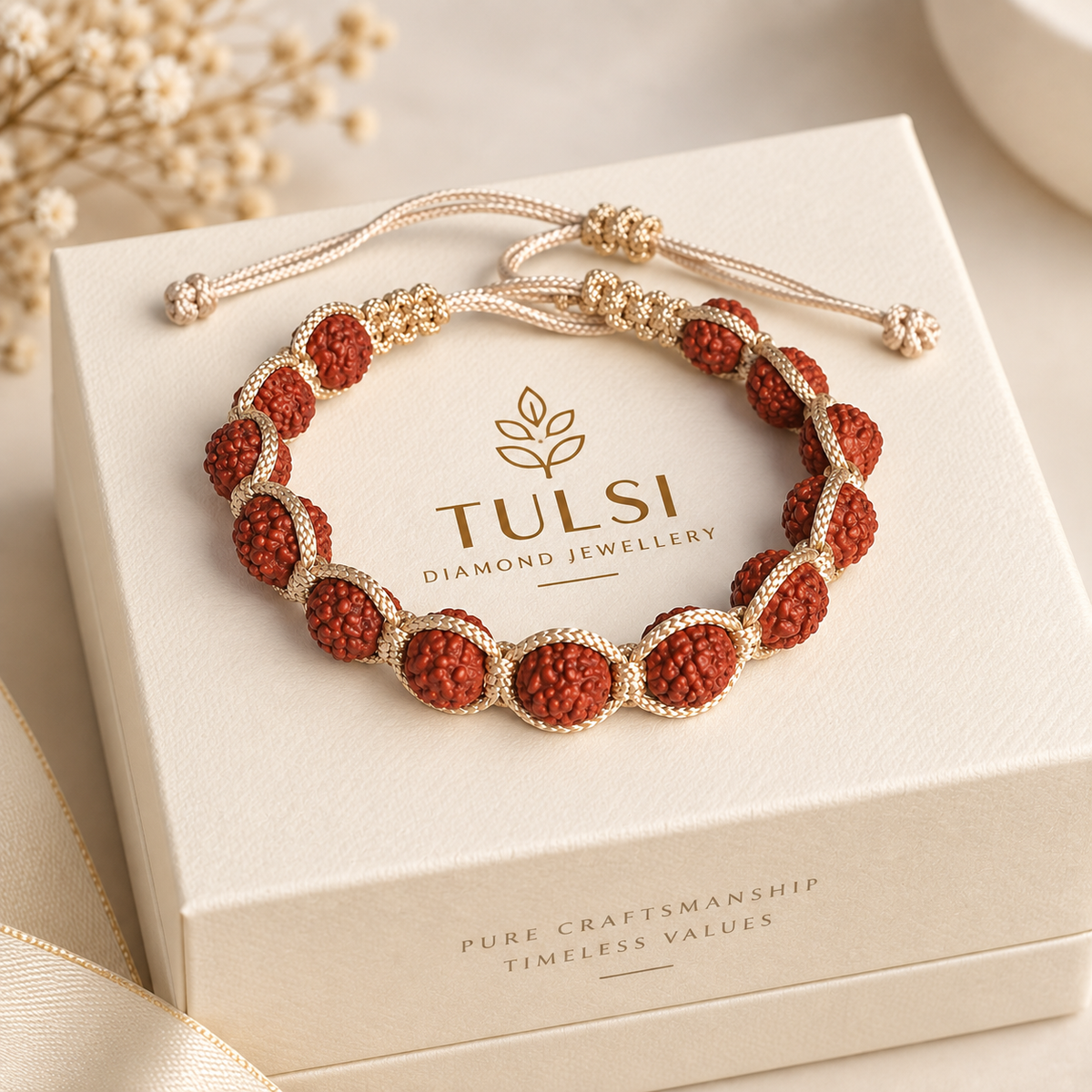 Handcrafted Natural Rudraksha Cord Bracelet