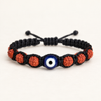 Protective Evil Eye & Rudraksha Black Thread Bracelet