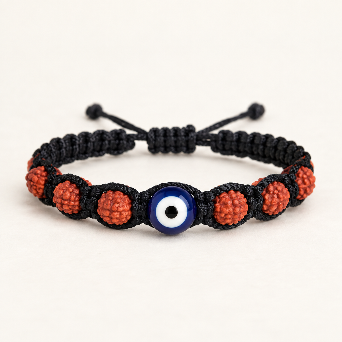 Protective Evil Eye & Rudraksha Black Thread Bracelet