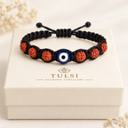 Protective Evil Eye & Rudraksha Black Thread Bracelet