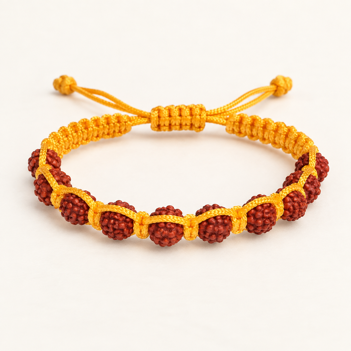 Handcrafted Natural Rudraksha & Gold-Tone Woven Bracelet Main image