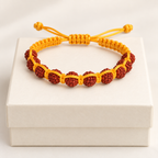 Handcrafted Natural Rudraksha & Gold-Tone Woven Bracelet