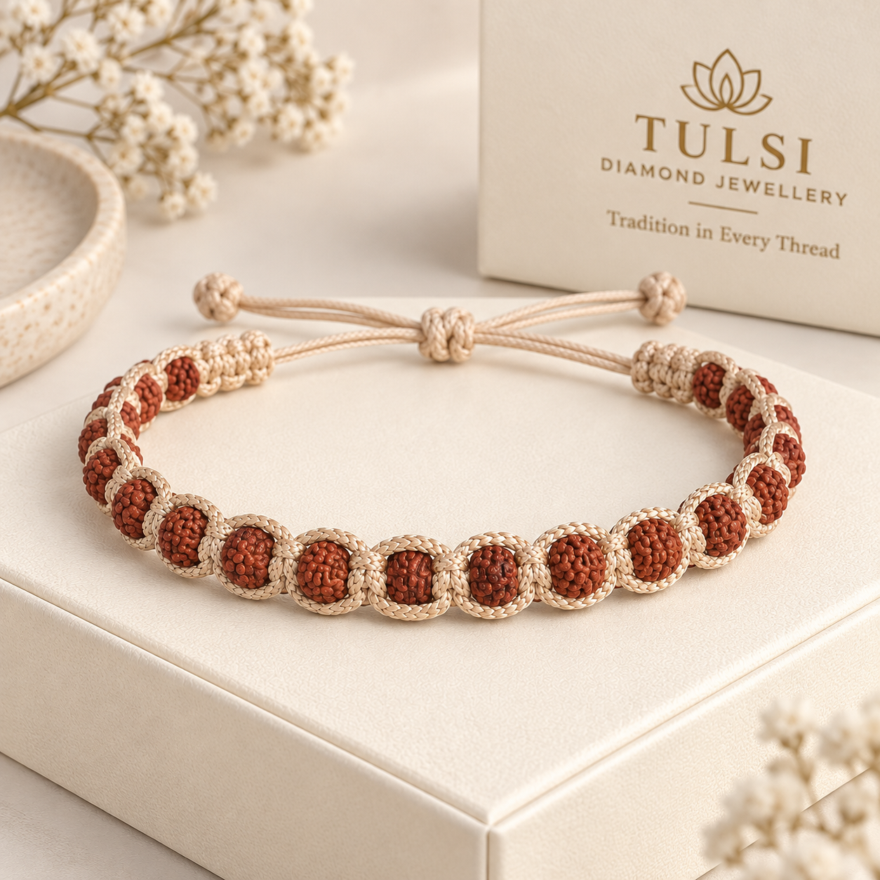 Traditional Handcrafted Rudraksha Thread Bracelet Secondary image