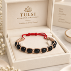Handcrafted Gold and Black Beaded Thread Bracelet