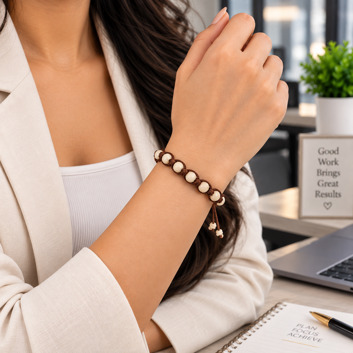 Handcrafted Wooden Beaded Minimalist Thread Bracelet