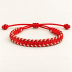 Tulsi Sporty Red & Light Gold Woven Thread Bracelet
