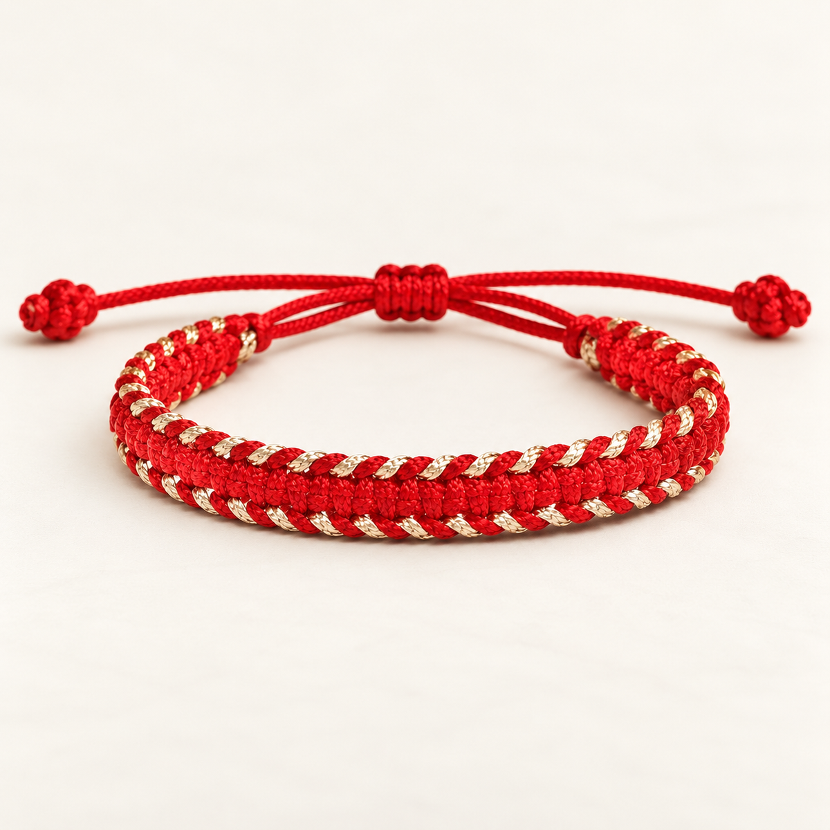 Tulsi Sporty Red & Light Gold Woven Thread Bracelet